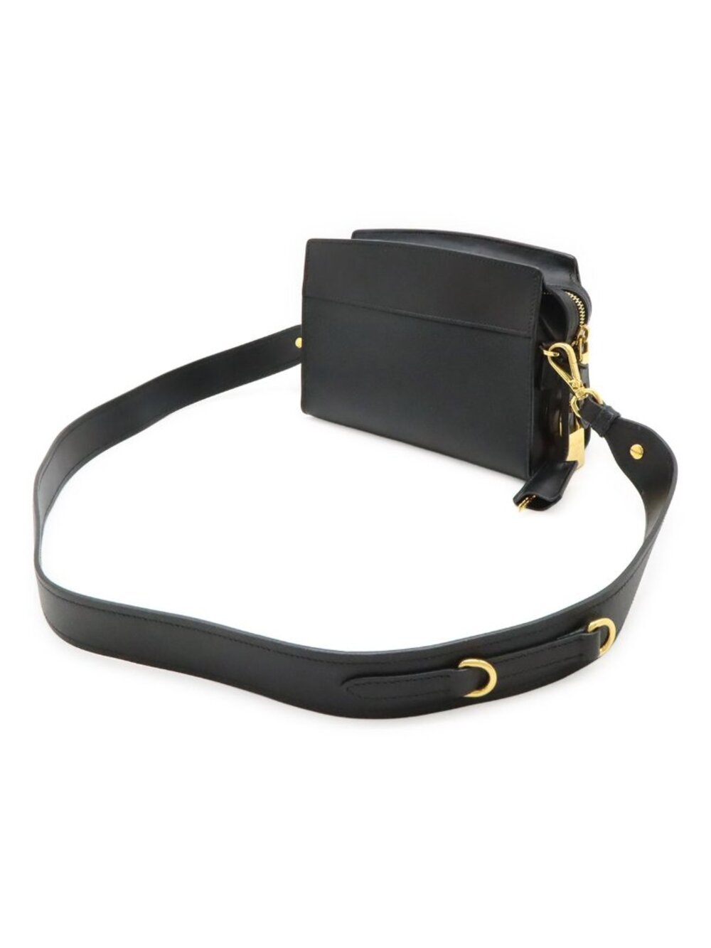 Prada Esplanade Shoulder Bag Crossbody Saffiano Leather Nero Black Gold - Picture 2 of 9